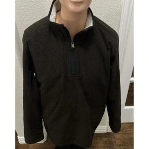 Orvis Classic Brighton Men's Sherpa Lined 1/4 Zip Pullover, Brown Size Large